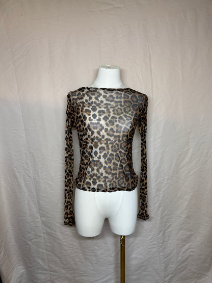 Long sleeve mesh top Leopard