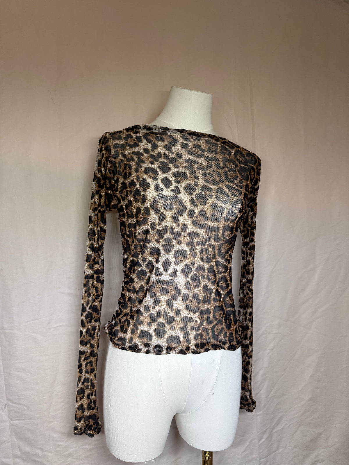 Long sleeve mesh top Leopard