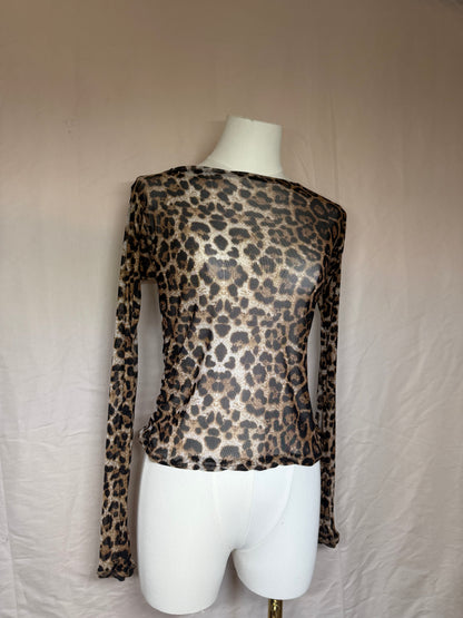 Long sleeve mesh top Leopard