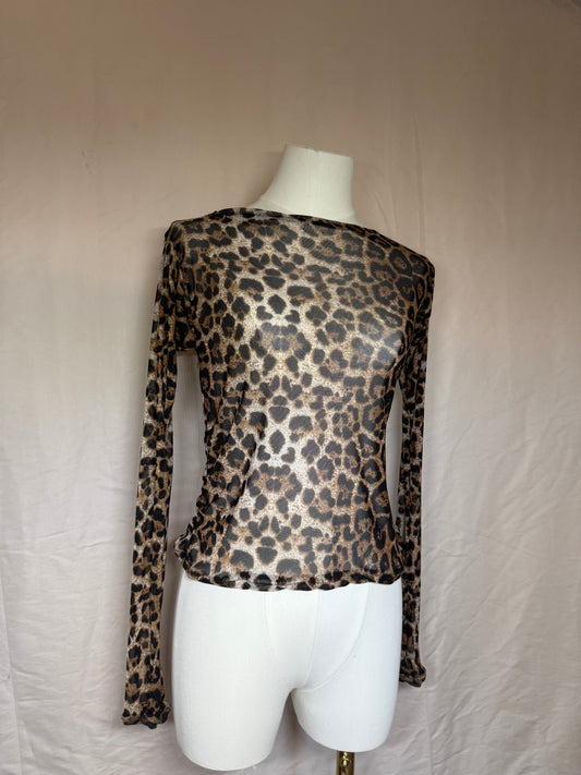 Long sleeve mesh top Leopard